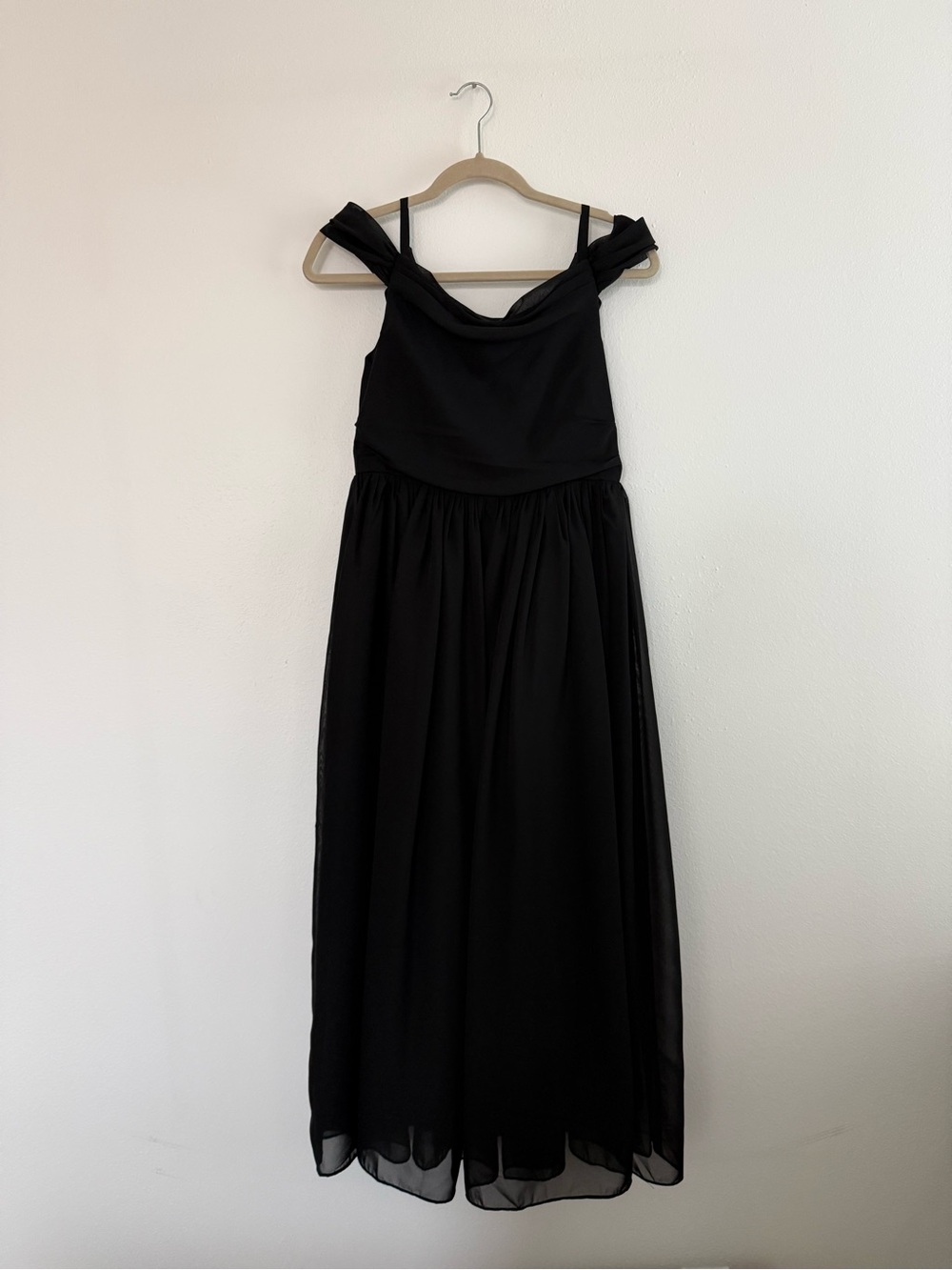 Amazon Black Off-Shoulder Chiffon Formal Dress